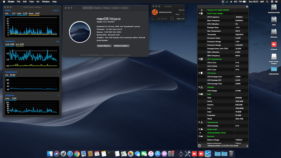 Success Hackintosh macOS Mojave 10.14 Build 18A391 at ASUS Zenbook Flip UX360UA-C4259T